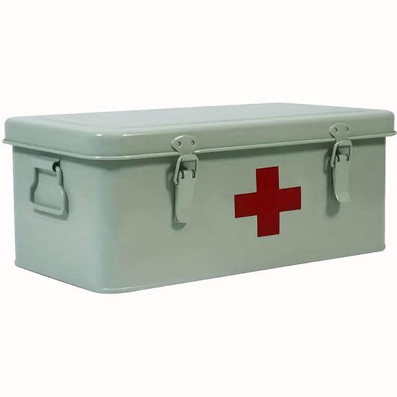 Portable Red Metal First Aid Box With Safety Lock For Medicine Storage