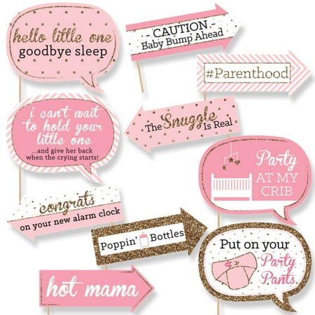 Funny Hello Little One Pink And Gold Girl Baby Shower Photo Funny Hello Little One Pink And Gold Girl Baby Shower Photo