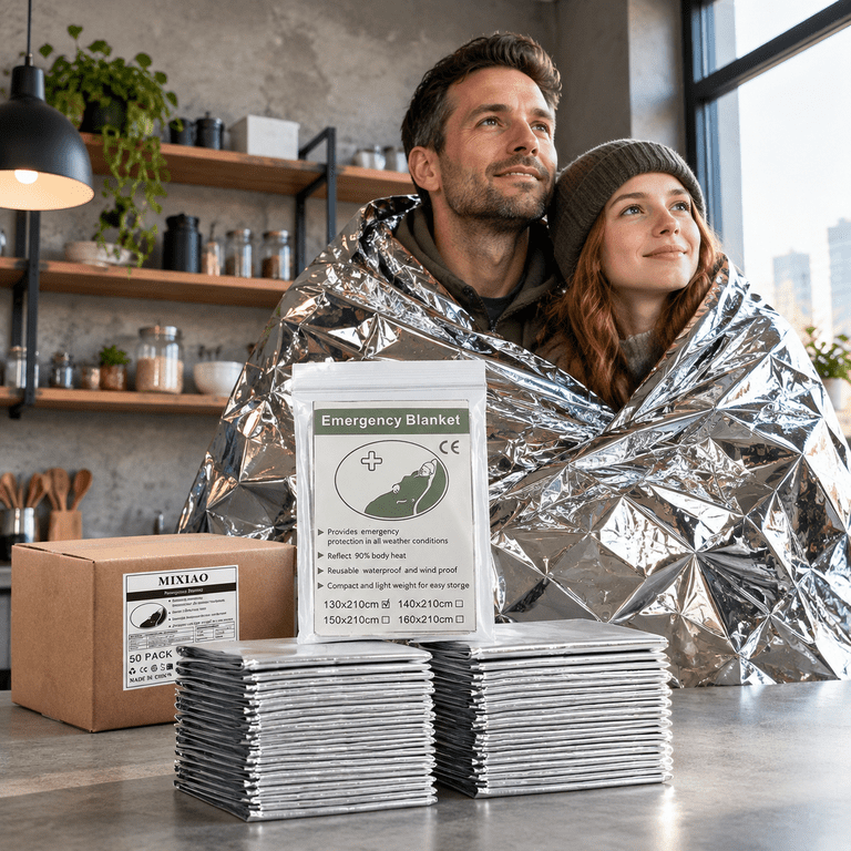 Emergency Foil Blanket 50 Pack Thermal Mylar Reflective Blankets ...