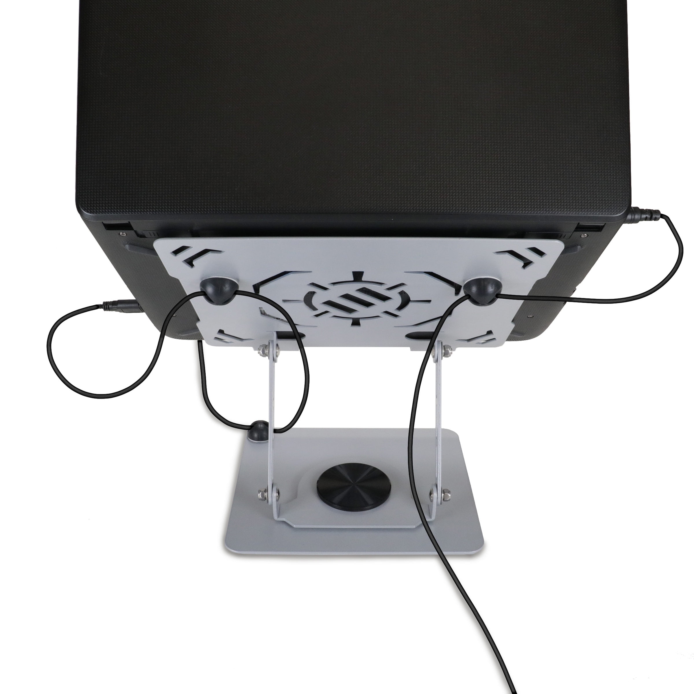 ENHANCE R1 Rotating Laptop Stand with 3 Cable Holders - Adjustable Laptop Riser for Desk - Silver