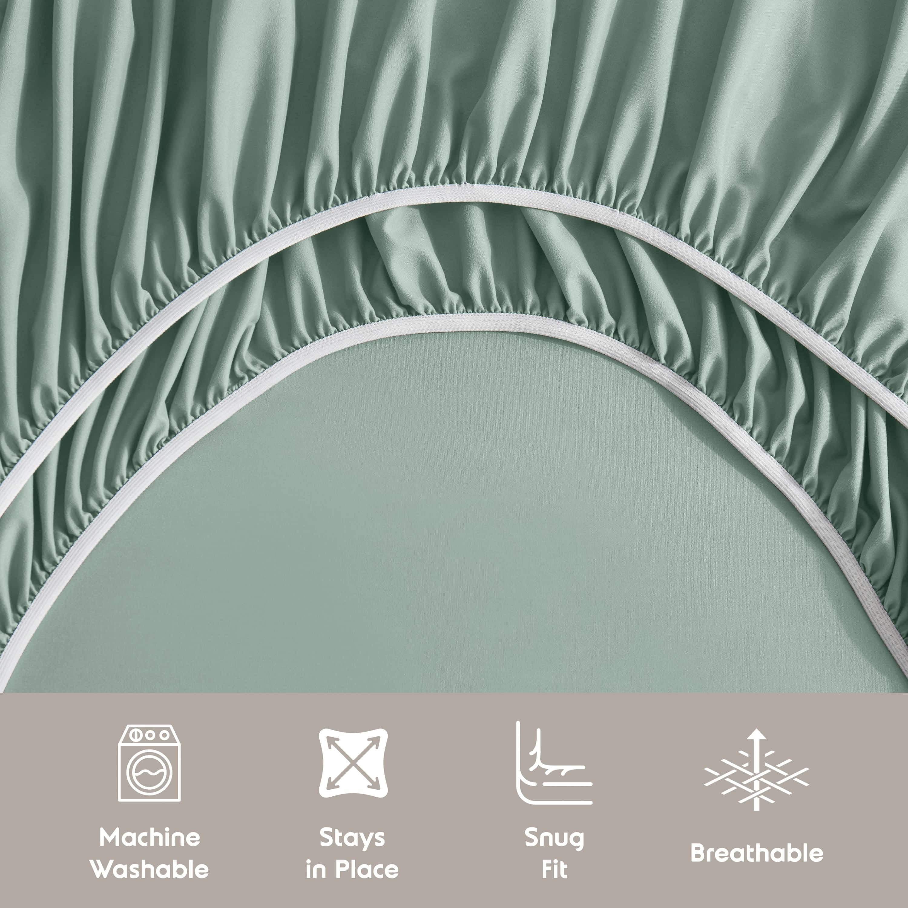 LammaLoe Extra Deep Pocket Full Size Sheets set, Fits 18"-24" Mattress, 6 Piece Soft Microfiber Bed Sheet Sets, Sage Green