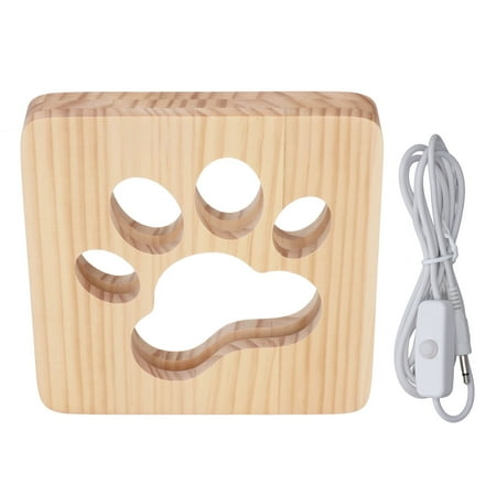 

3D Wooden Cat Paw Night Light with USB Port Hollow-Out Design Soft Glow for Eye Protection Perfect Portable Night Lamp for Bedrooms