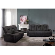 Transitional Dark Gray Reclining Living Room Set 3pcs FOA Amirah