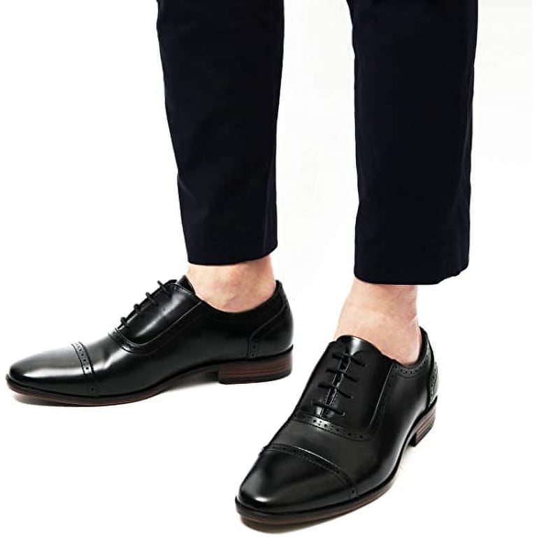 NuShoe  Black Wing Tip Oxford Brogue Dress Shoes  Mens Size  12D Lace Up 08555 Mens Oxford Wingtip Lace Oxford Brogue Dress Shoes (12  main image 3