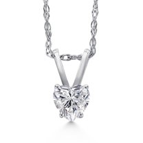Gem Stone King 14K White Gold Lab Grown Diamond Pendant Necklace for Women | 0.23 Cttw | Gemstone April Birthstone | Heart Shape 4MM | DEF Color | VVS-VS Clarity | With 18 inch Chain