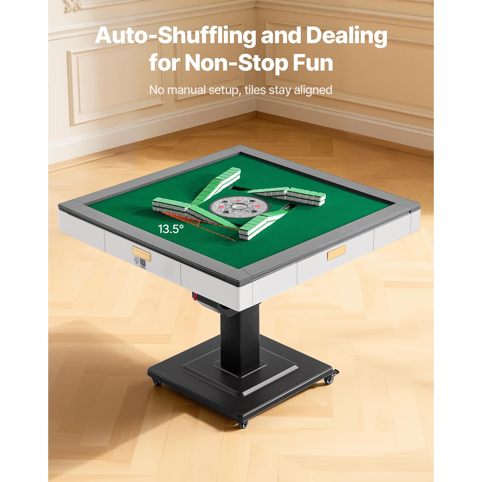 KFFKFF Automatic Mahjong Table with Wheels, Includes 2 Sets of 42 mm Tiles (152 Pieces), Foldable Design with Automatic Shuffling, Ideal for Home Use, Outdoor Activities