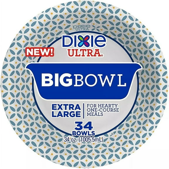 Big Bowl, 34 oz Printed Disposable Paper Bowl, 34 Count