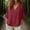 Wine, variant on BUIGTTKLOP Cotton Linen Tops for Women 3/4 Length Sleeve V Neck Tunic Blouses Casual Comfy Shirts Loose Fitted Solid Color Tees