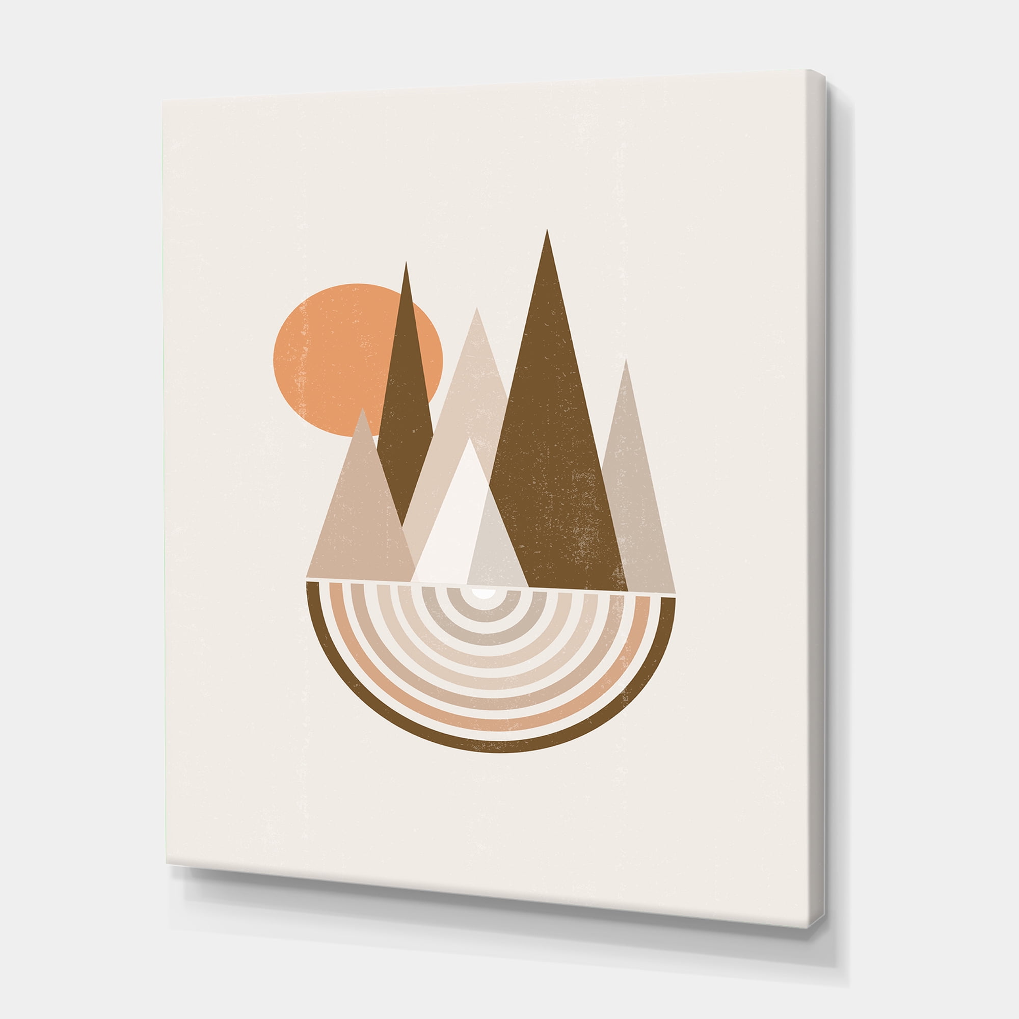 Minimalistic Red Full moon Landscape With Mountain 30 in x 40 in Painting Canvas Art Print, by Designart