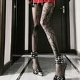 thumbnail image 3 of Collants Vintage Gothiques Foncés Spider Imprimés Web Bas Aguichant Lolita Résille Punk Accessoires Cosplay Halloween B, 3 of 6
