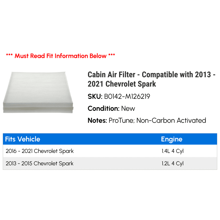 FRAM Cabin Air Filter – Fits Chevy Sonic (2012–2020), Spark (2013–2021) & Trax (2013–2021)