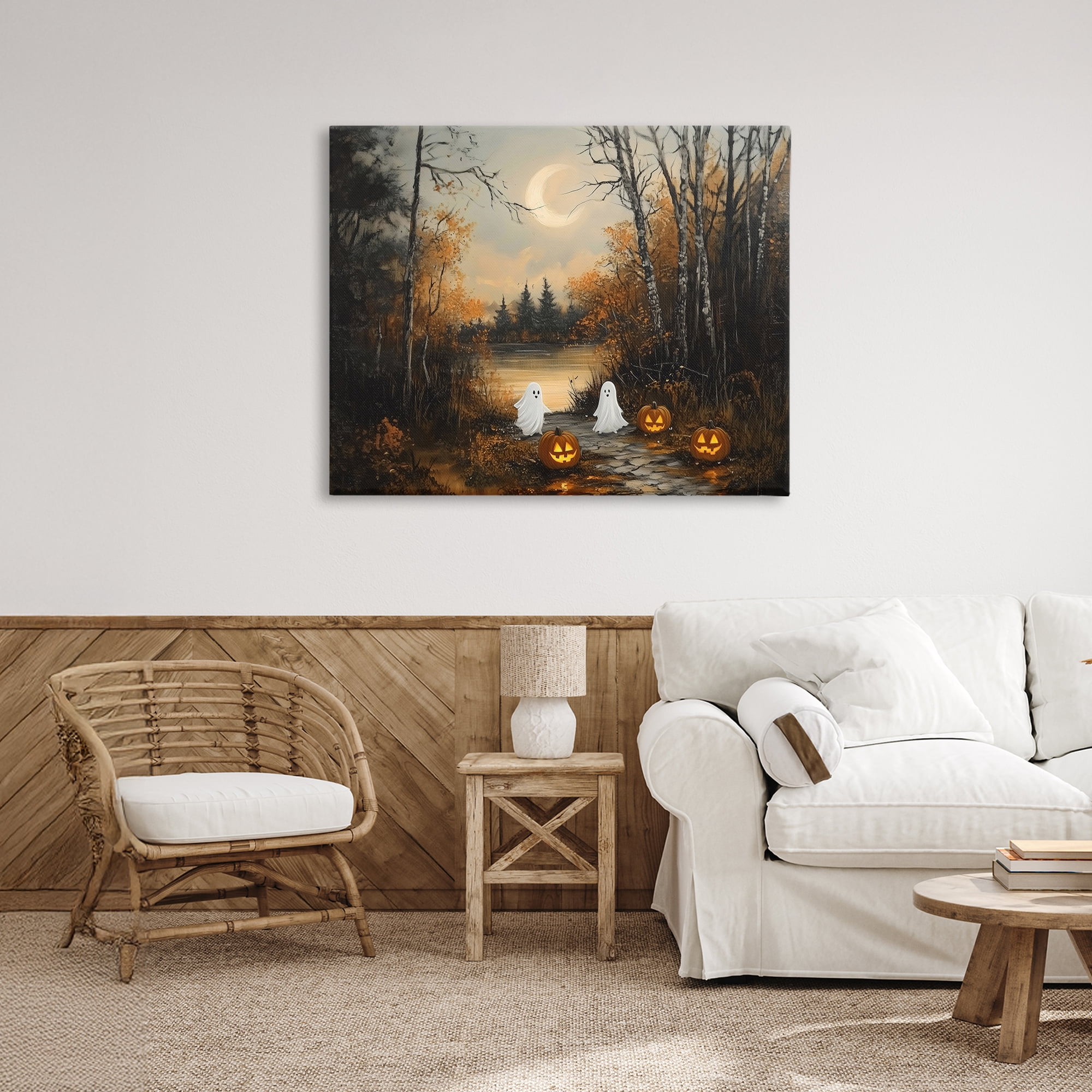 Autumn Ghosts at Lake Canvas Wall Art, design by Arlington Prints