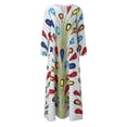 thumbnail image 4 of Dresses for Women Winter Fall V Neck Printed Pocket Maxi Dress, 4 of 5