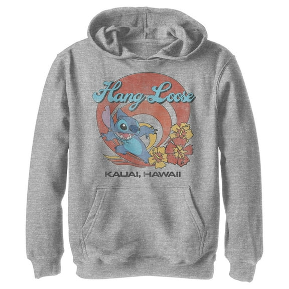 Boy's Lilo & Stitch Hang Loose Kauai Hawaii  Pull Over Hoodie Athletic Heather X Large