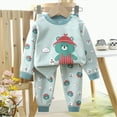 thumbnail image 3 of Xudanell Boy Outfits Graphic Warmth Toddler Clothes for Boys Girls Outfits Pajama Pants Sets Winter Home Wear Light Blue 12-18 Months, 3 of 5