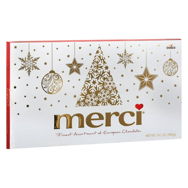 Merci Finest Christmas Assorted Chocolate Candy Gift Box, 14.08 Oz
