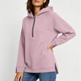thumbnail image 4 of Yeaiivve Womens Side Slit Hoodie Quarter Zip Raglan Long Sleeve Pullovers Comfy Lightweight Fall Hoodies Daily Casual Hooded Tops L, 4 of 8