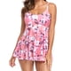 thumbnail image 2 of Lucakuins 2 piezas de traje de baño para mujer, estampado de hojas/flores, cuello redondo, camisetas sin mangas acolchadas + pantalones cortos de baño Lucakuins  moda, 2 of 9