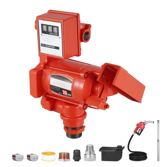 KFFKFF 110V Fuel Transfer Pump, 20 GPM 76 L/min, AC Electric Oil Pump with Meter, Auto Shut-Off Nozzle & Hose, Suitable for Gasoline, Diesel, Kerosene, Biodiesel, Ethanol