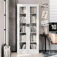 Display with Glass Doors, Curio with 4 Adjustable