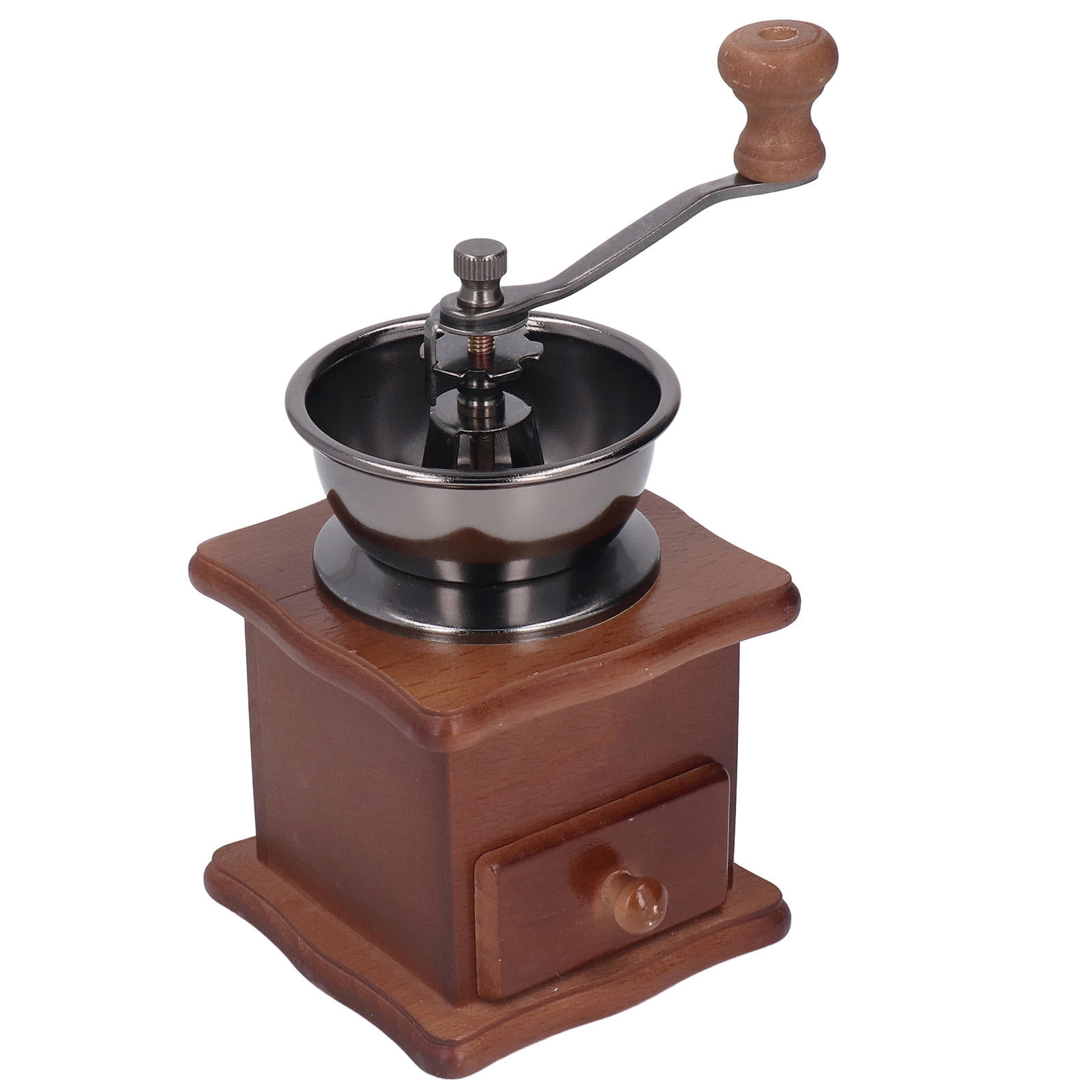 YAHHU Retro Hand Coffee Grinder – Beech Wood Base, Stainless Steel Core, Adjustable Grind, Manual Pour‑Over Mill