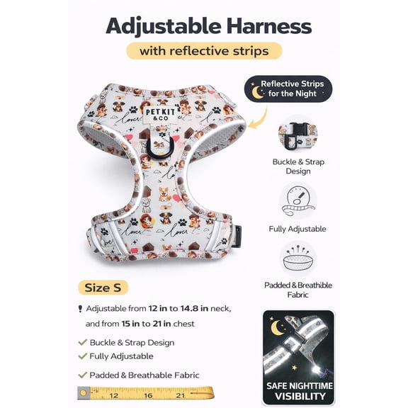 Petkit&Co Adjustable Reflective Mesh Dog Harness for Daily Walking