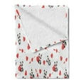 thumbnail image 2 of Love Soft Flannel Fleece Throw Blanket, Panda Bear in Love Sitting with Vivid Heart and Arrows, Cozy Plush for Indoor and Outdoor Use, 60" x 80", Vermilion Beige Black, by Ambesonne, 2 of 5