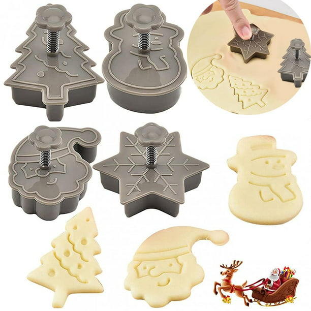 forklædning elasticitet Tradition Christmas Cookie Cutter Set, 4Pcs Christmas Cookie Molds with Spring-loaded  Handle, 3D Cookie Stamps, Cake Baking Biscuit Cutters for Decorations &  Embossing, Christmas Holiday Gifts - Walmart.com