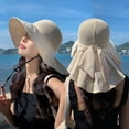 thumbnail image 6 of SkyAuks Sun Visor Hats for Women with Hat Clip, UV Protection UPF 50+ Large Brim SunBucket Hats, Summer Beach Cap with Neck Flap, Summer Beach Bow Cap Outdoor Travel Foldable Packable, Beige, 6 of 8