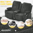 thumbnail image 5 of LOBERFVE Fabric Loveseat Recliner, Recliner Chair with Stainless Steel Cup Holder, USB Ports, Recliner Lounge with Storage Space, Mobile Phone Holder, Couch for Living Room, Gray, 5 of 7