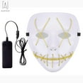 thumbnail image 3 of Gustave Scary Halloween LED Mask EL Grow Mask 3 Lighting Modes LED Light UP Creepy Face Mask for Halloween Costume Cosplay Party "Yellow", 3 of 13