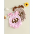 thumbnail image 3 of RUINIXCW Newborn Baby Girl Football Outfit Gingham Plaid Bubble Romper Overalls Infant Baby Girl Clothes Casual Rugby Embroidery Bows Sleeveless Bodysuit Jumpsuit, 3 of 9