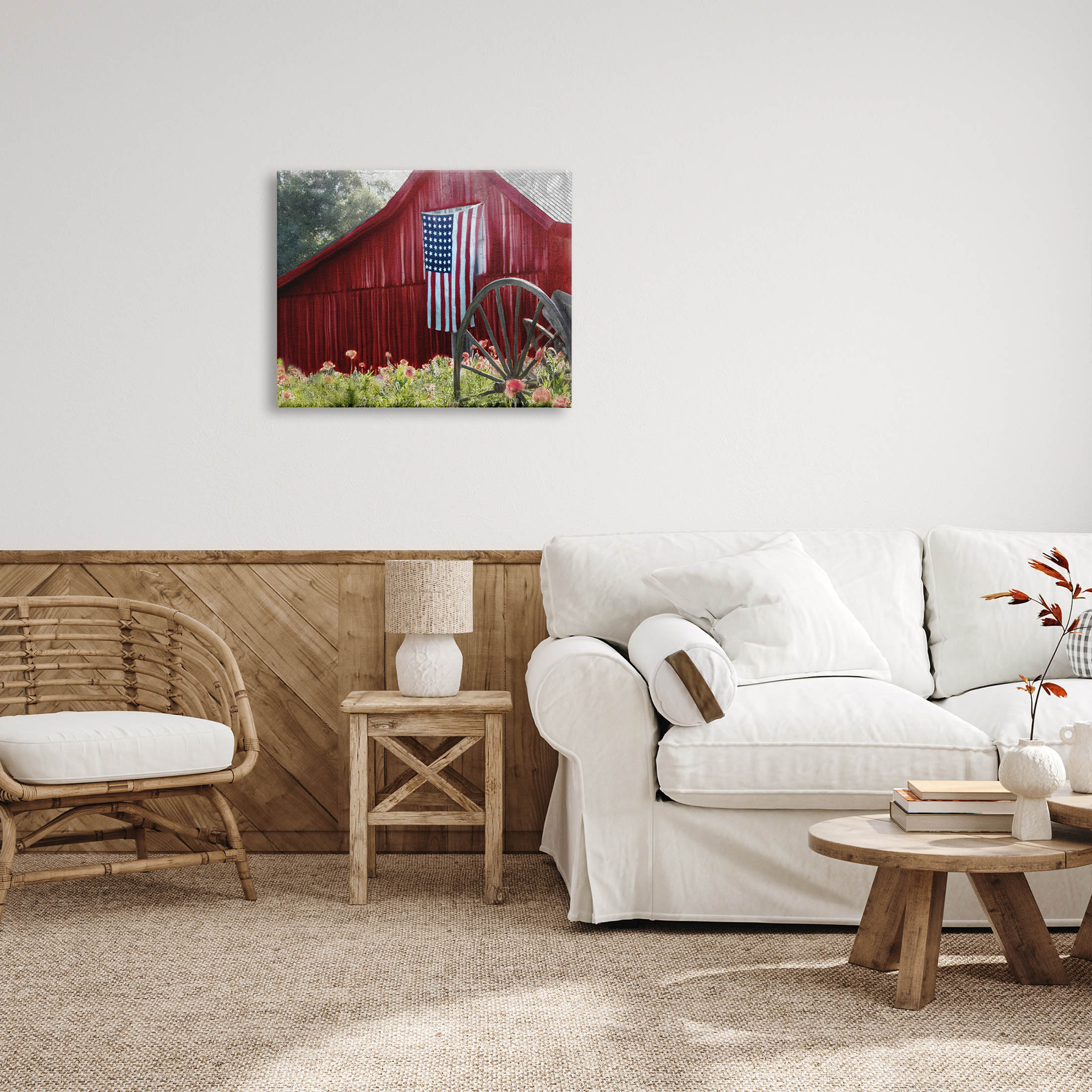 Country Farm Meadow Americana Town & City Graphic Art Gallery Wrapped Canvas Print Wall Art