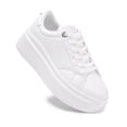 thumbnail image 3 of LUCKY STEP Fashion Chunky Faux Leather Sneakers Low Top Casual Shoes,White,Womens, 3 of 7
