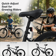 FUPOJH 24 Mountain Bikes for Boy,Girl,7 Speed, V Brakes, off Road Tires,Black