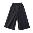 thumbnail image 2 of Jalioing Girls Summer Wide Leg Pants Quick Dry Elastic Waist Ankle Length Palazzo Pants Baggy Casual Trousers, 2 of 4