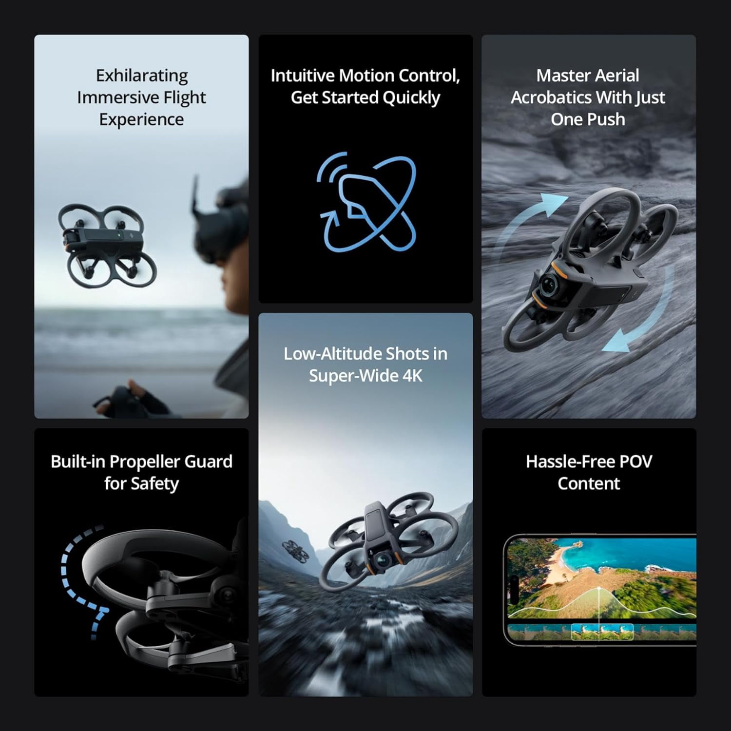DJI Avata 2 Fly More Combo (3 Batteries), FPV Drone with Camera 4K, Immersive Experience, One-Push Acrobatics, Built-in Propeller Guard, 155° FOV, Camera Drone  With 128gb