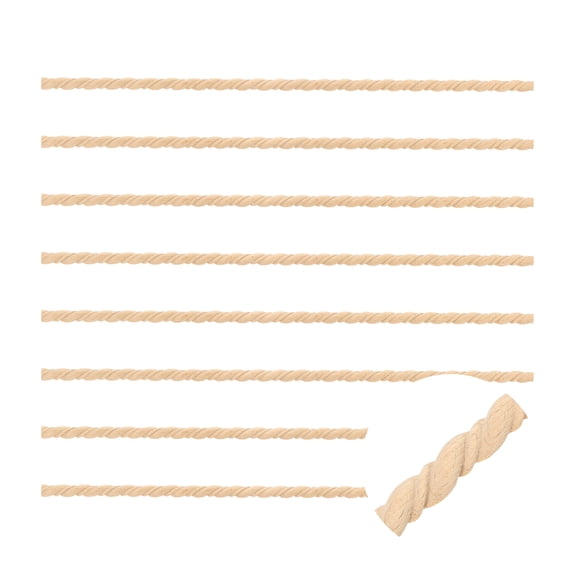 8 Pack 15.75" Decorative Wood Trim, Unfinished 3D Wooden Furniture Molding Trim for DIY Craft, Home Wall Cabinet Shelf Window Door (Twisted-Shaped, 11mm)