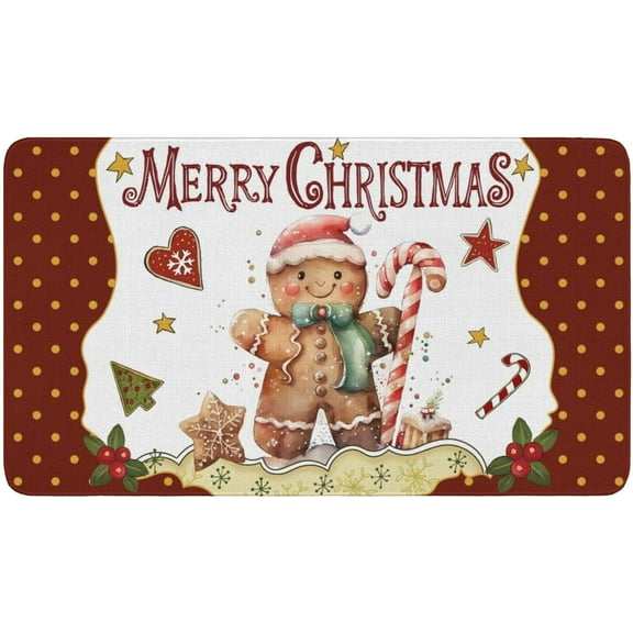 Merry Christmas Door Mat 30 X 17 Inch Christmas Gingerbread Doormat Indoor Outdoor Entrance Floor Rug Non Slip Winter Xmas Decor Rubber Welcome Mats