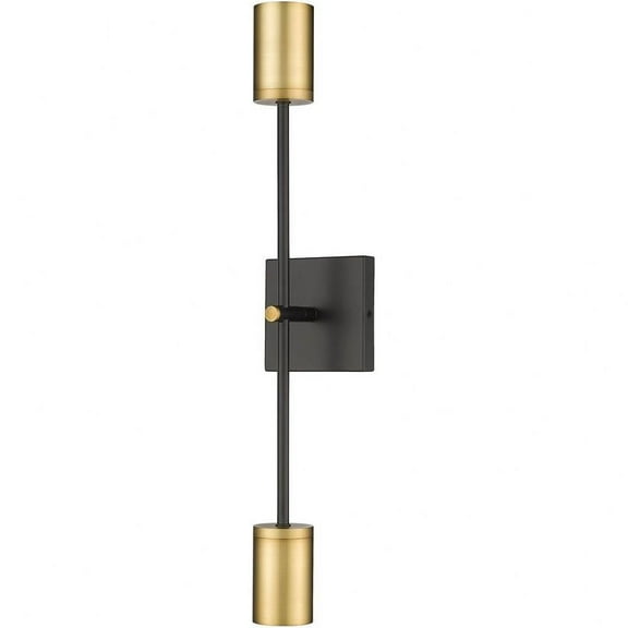 2 Light Wall Sconce in Architectural Style-24 inches Tall and 4.5 inches Wide-Matte Black/Olde Brass Finish Bailey Street Home 372-Bel-4652217