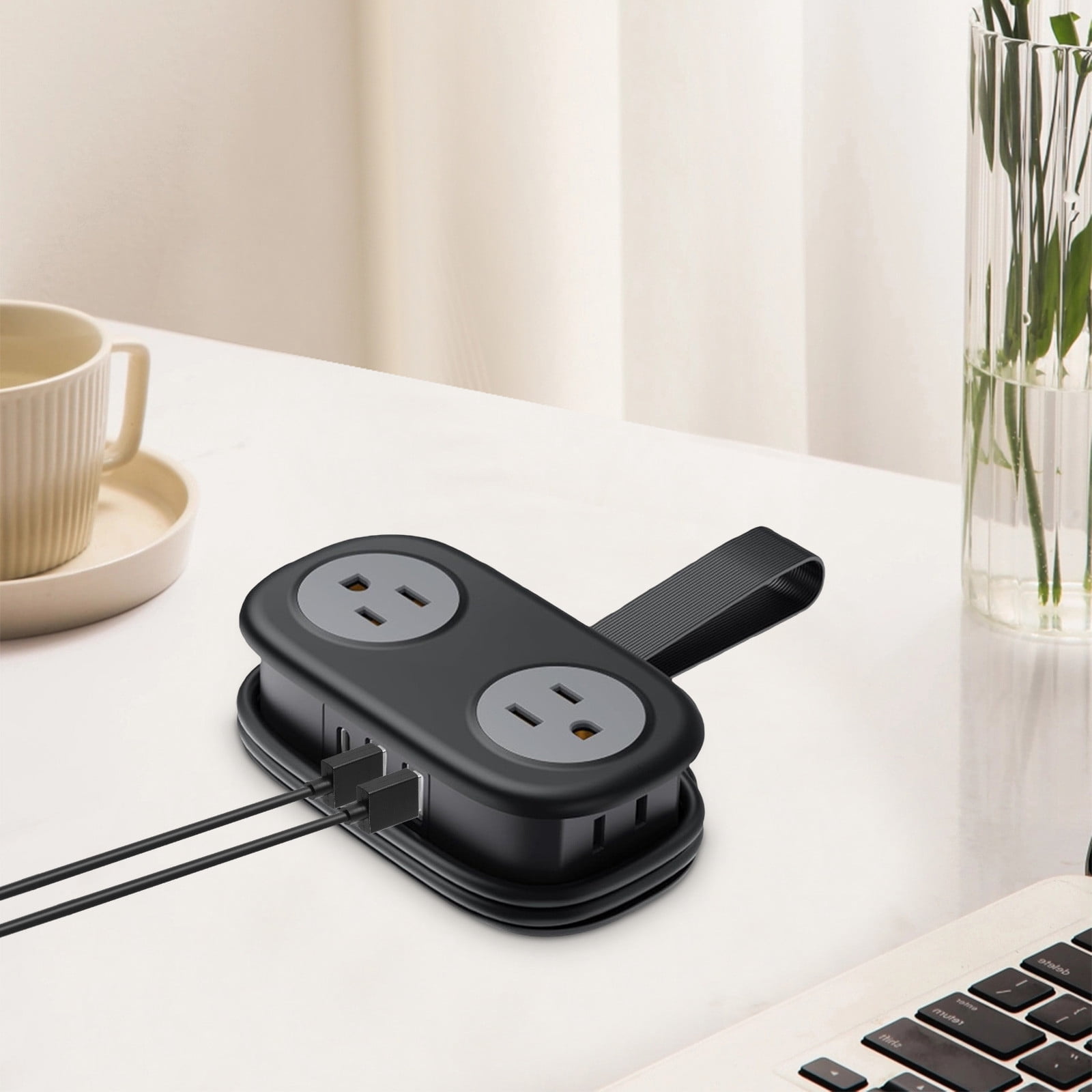 Travel Power Strip, Travel Extension Cord, Mini Extension Cord with 4 Outlets 3 USB Ports (1 USB C) with 4FT Wrapped Short Extension Cord Small Power Strip, Suitable for Home Hotel Travel