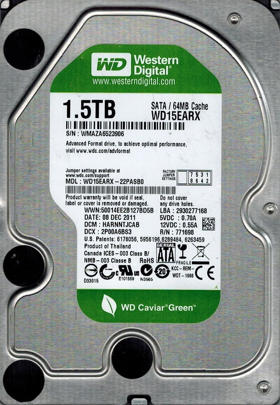 Wd15 Back Label Western Digital WD15EARX-22PASB0 1.5TB DCM: HARNNTJCAB - Walmart.com