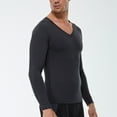 thumbnail image 6 of hotojiny Men's Thermal Shirt Fleece Lined Long Sleeve Athletic Base Layer Undershirt Stretchy Slim Fit V Neck Workout Top, 6 of 7