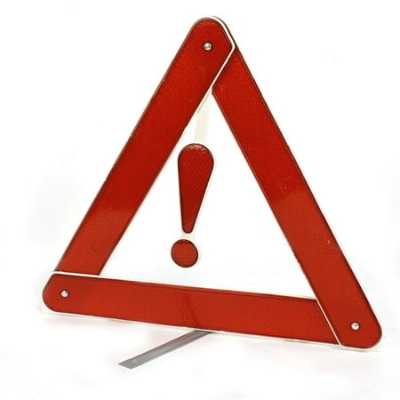 Emergency Warning Triangle - Unique Bargains Silver Tone Red Metal Bracket Plastic Warning Reflecting Triangle for Car