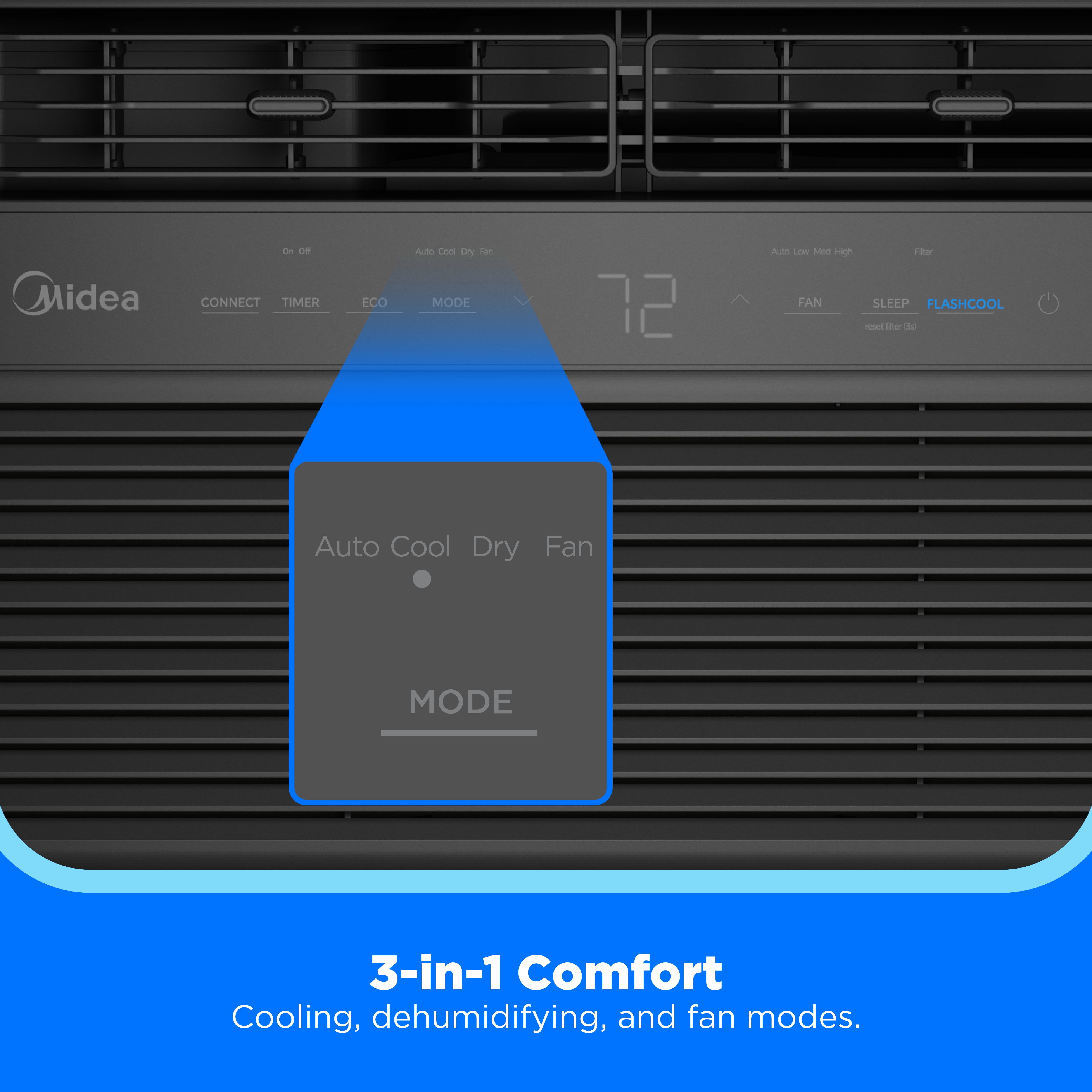 Midea 8,000 BTU Window Air Conditioner, Smart Inverter, Cools Up To 350 Sq Ft, Remote, Wi-Fi and Alexa,Black