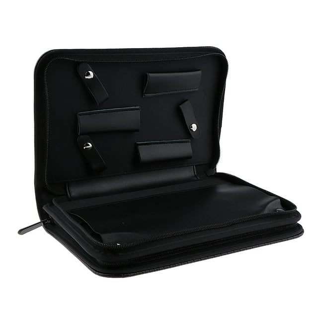 Funda de cuero para tijeras de peluquería, estilista, peluquero, estuche para tijeras Negro