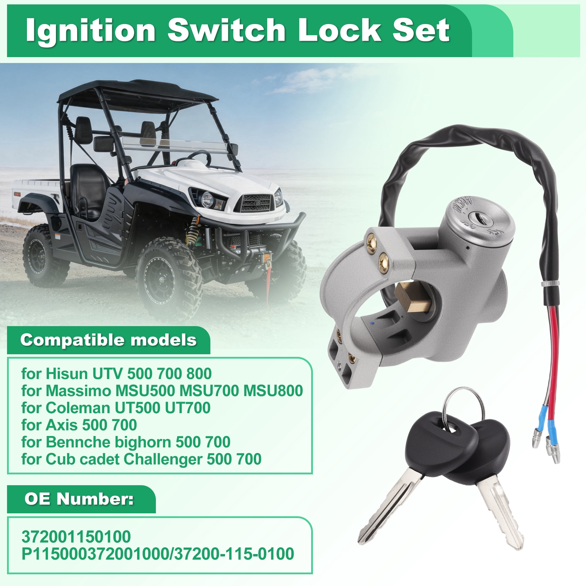Unique Bargains 372001150100 Ignition Switch Lock Set with Keys for Hisun UTV