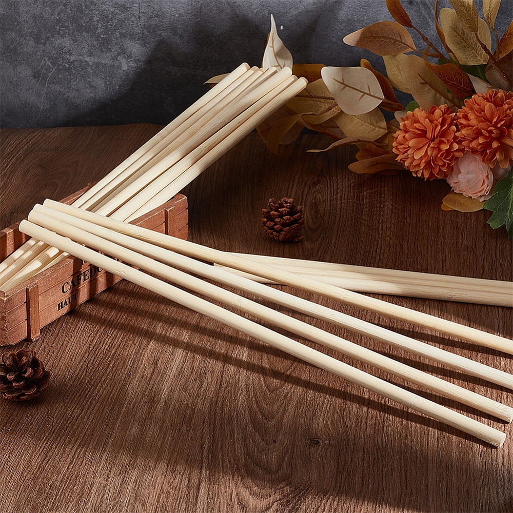 100Pcs Round Wood Sticks 15.7 inch Long Unfinished Wooden Strips 0.4 inch Round Dowels Strips Wooden Dowel Rod Natural Wood Sticks Model Accessories