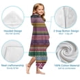 thumbnail image 7 of Purple Boho Tribal Stripes and Hearts Pattern Hooded Bath Towel，60"x35" for Ages 3 To 12 Kids, Quick Dry Lightweight Soft Microfiber Hood Beach Towel Cover Up for Kids, 7 of 7