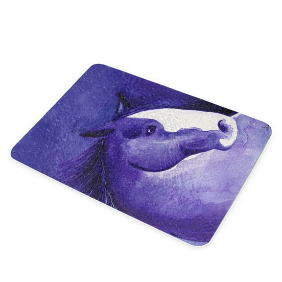 KuzmarK Glass Cutting Board - Purple Clydesdale Abstract Horse Art by Denise Every